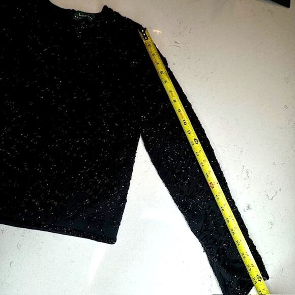 Elevated Luxurious Black Beaded Shimmering Top Sz Large - Picture 13 of 16